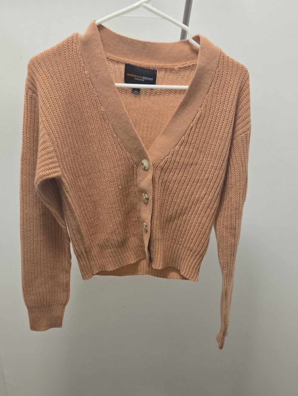 Madewell Peachy Cropped V-Neck Button Cardigan